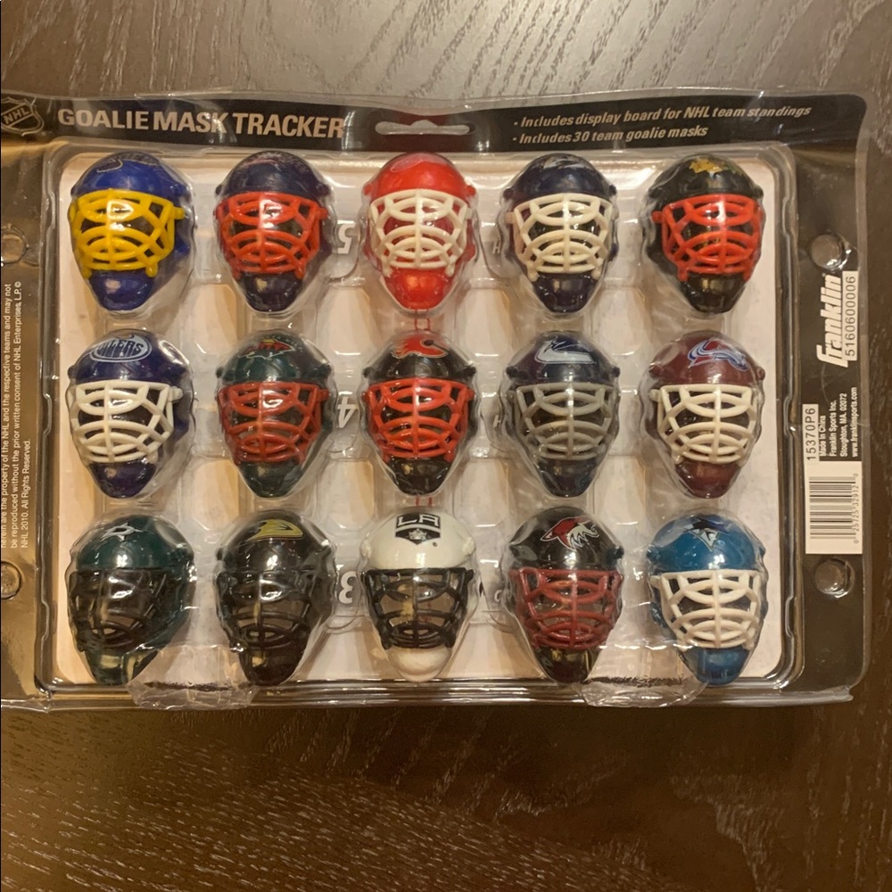 New NHL Goalie Mask Tracker 30 Teams Collect Hockey Toy Game Kids Team Standings